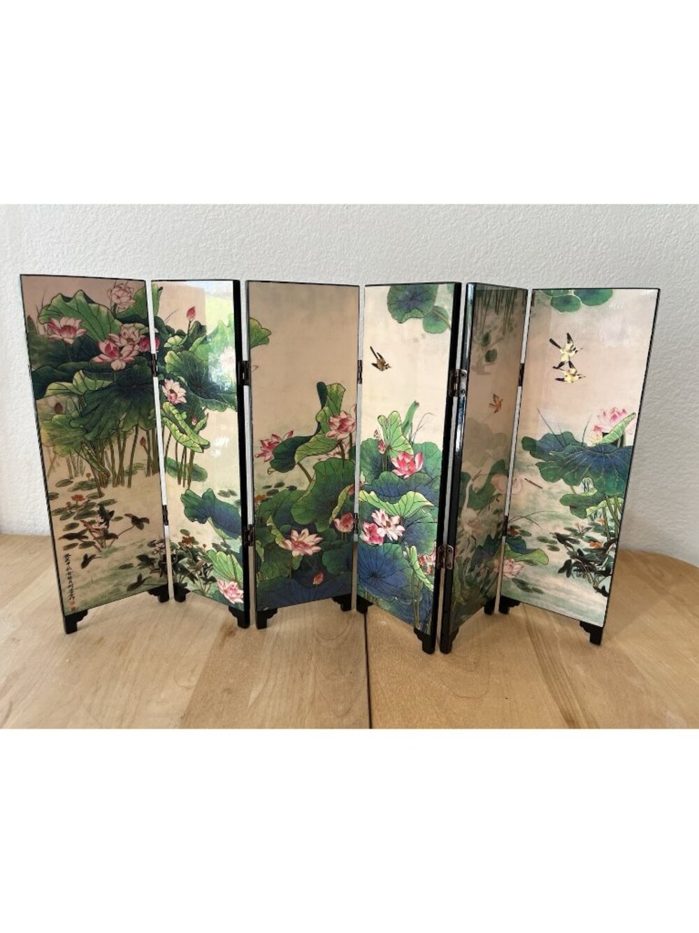 An Imitation of an Asian Ancient Small Lotus Screen Tabletop NEW 6 Panel